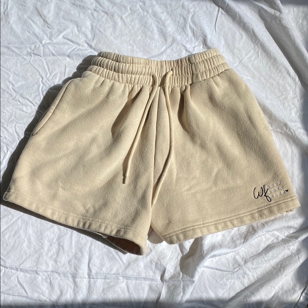 White Fox Self Love Club Lounge Shorts Cream Size Extra Small